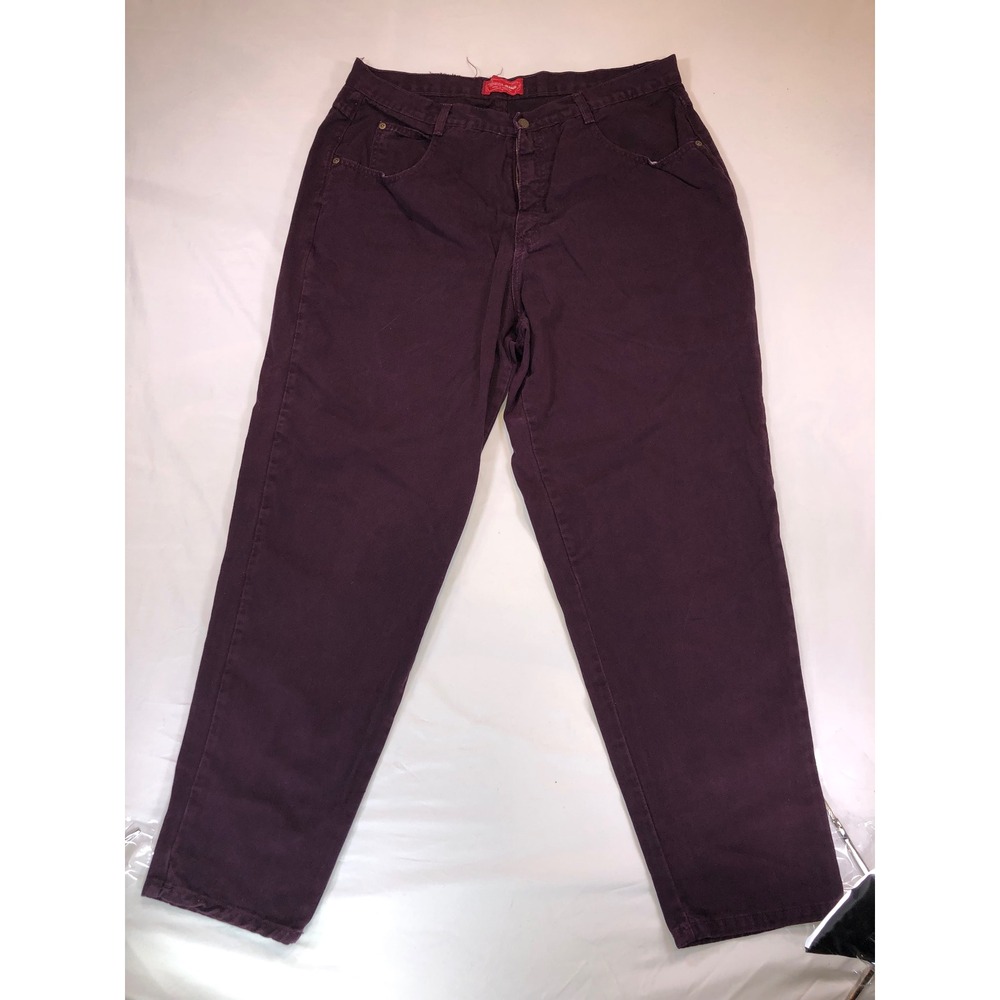 Venezia Jeans Womens 20 Burgundy Plum High Rise Tapered Leg Cotton Pants LB 8574